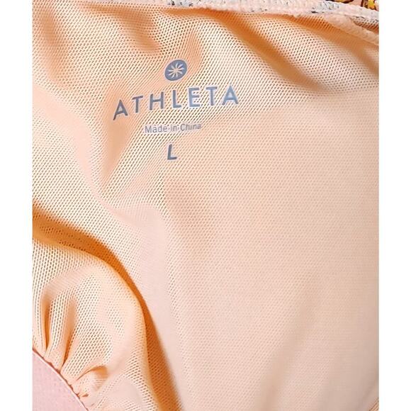 ATHLETA Estuary Aqualuxe Tropical Leaf Swim Dress Ruched Peach Floral Size Large - Picture 8 of 8